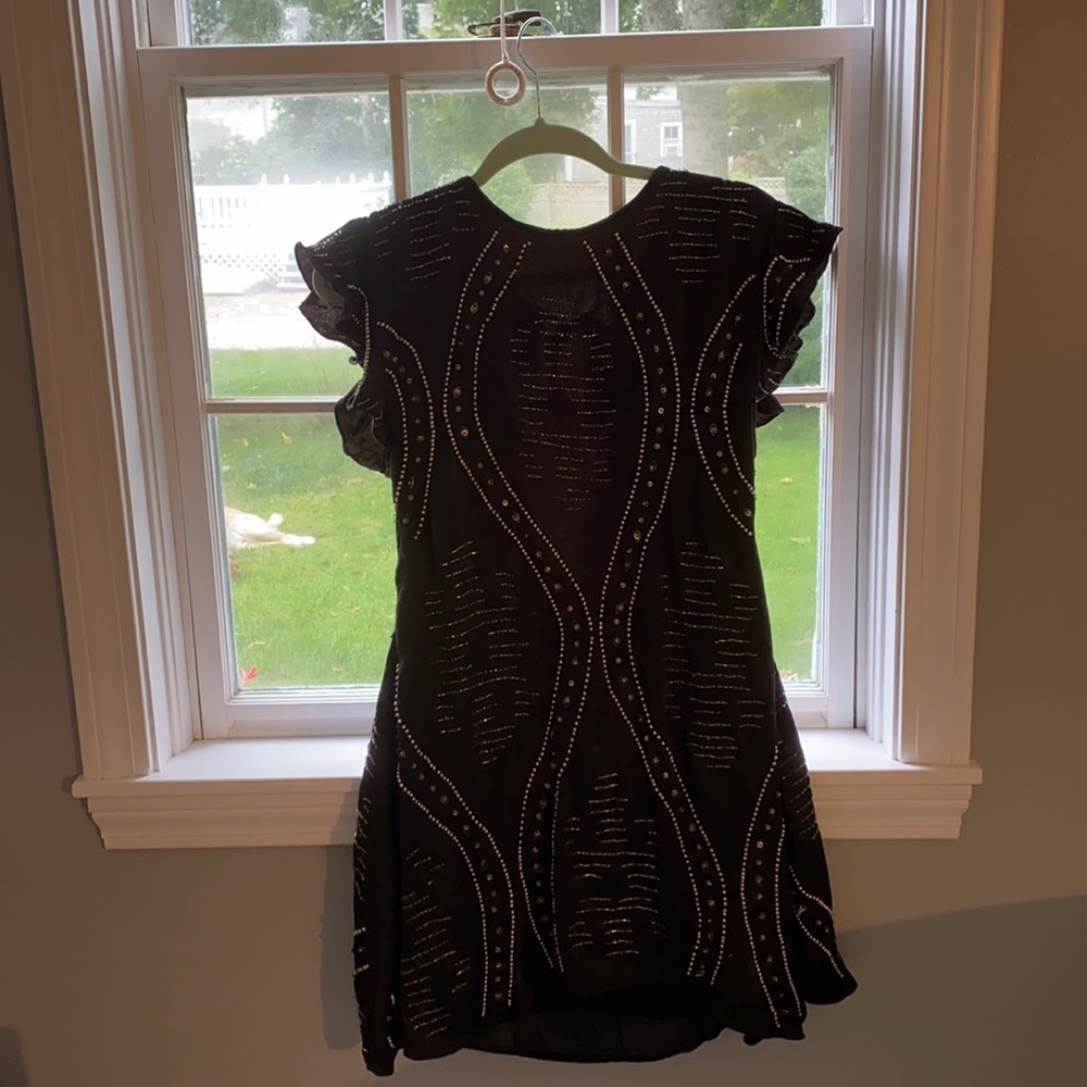 Free People Black Beaded Embellished Mini Dress
